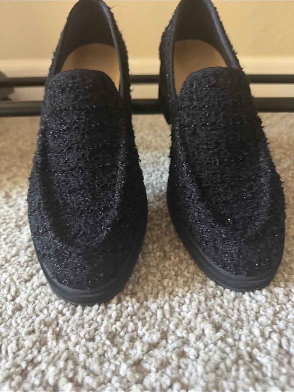 Rothy's Black Textured Women's Loafers Boucle Chunky Trendy Sole Shoes Size 8,5